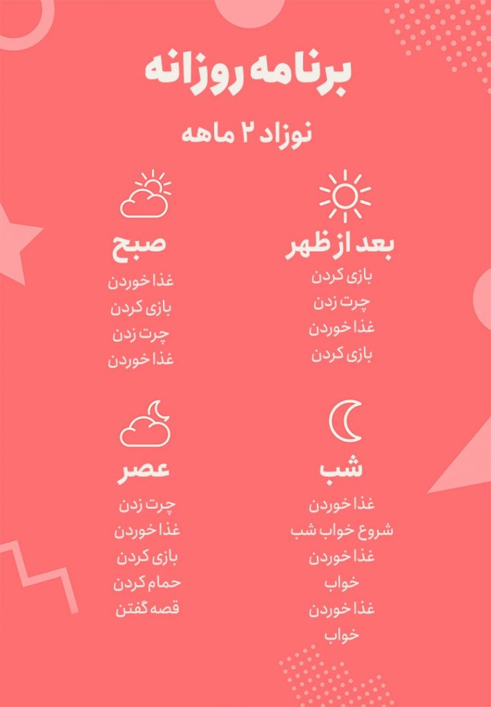 نمونه برنامه نوزاد دو ماهه